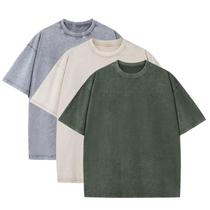 Camiseta Bashkkuytrlsy vintage de grandes dimensões de algodão lavado em pedra