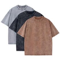 Camiseta Bashkkuytrlsy vintage de grandes dimensões de algodão lavado em pedra Camiseta Bashkkuytrlsy vintage de grandes dimensões de algodão lavado em pedra