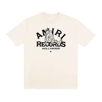 Camiseta Basic Streetwear Estampada Amiri Records Fio 30.1 Manga Curta Unissex 100% Algodão