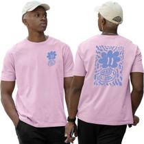 Camiseta Basica Algodão Abstract Thorns Flowers Blue