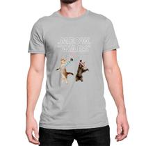 Camiseta Basica Algodão Guerra nas Estrelas Gatos Meow Wars