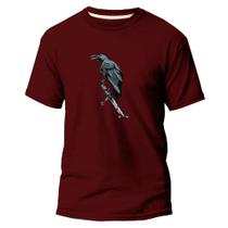 Camiseta Básica Algodão Premium Estampa Digital Corvo Viking