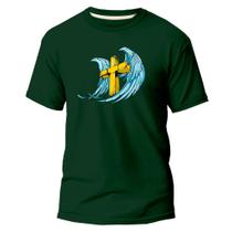 Camiseta Basica Algodão Premium Estampa Digital Cruz e Asa