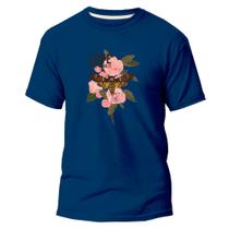 Camiseta Básica Algodão Premium Estampa Digital Flores Love