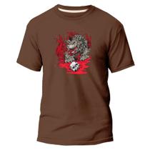 Camiseta Básica Algodão Premium Estampa Digital Lobo Mutante