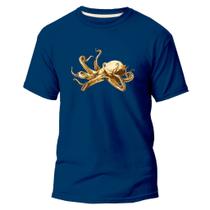 Camiseta Básica Algodão Premium Estampa Digital O Polvo Gold