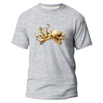 Camiseta Básica Algodão Premium Estampa Digital O Polvo Gold