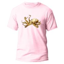 Camiseta Básica Algodão Premium Estampa Digital O Polvo Gold