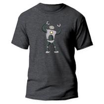 Camiseta Basica Algodão Premium Estampa Digital Robô Feliz