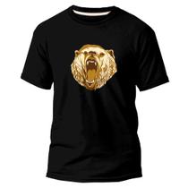 Camiseta Básica Algodão Premium Estampa Digital Urso Gold
