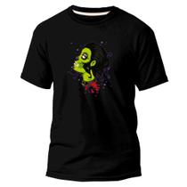 Camiseta Basica Algodão Premium Estampa Digital Zombie Girl