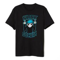 Camiseta Basica Algodão Sally Face Personagem Cabelo Azul Camiseta Basica Algodão Sally Face Personagem Cabelo Azul