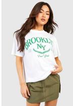 Camiseta Básica Branco Algodão Brooklyn NY Estiloso Camiseta Básica Branco Algodão Brooklyn NY Estiloso