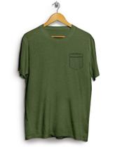 Camiseta Básica Brush com Bolso 100% Algodão Verde Regular
