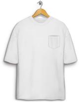 Camiseta Básica com Bolso 100% Algodão Branca Oversized
