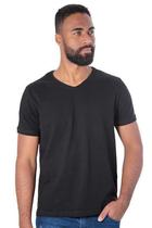 Camiseta Básica Cotton Blend Gola V Preta Camiseta Básica Cotton Blend Gola V Preta
