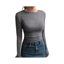Camiseta Básica De Manga Longa Para Mulheres, Elástica, Casual, Fina, Transparente, Sexy, De Alta Camiseta Básica De Manga Longa Para Mulheres, Elástica, Casual, Fina, Transparente, Sexy, De Alta