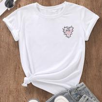 Camiseta Básica Feminina Blusa de Algodão Blusinha Estampada T Shirt Oversized Girl