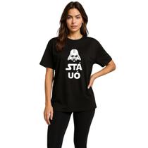 Camiseta Basica Feminina Preta Oversize Star Wars Algodão Novidade