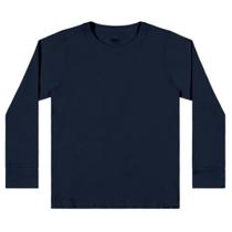 Camiseta Básica Infantil Elian Unissex Manga Longa Algodão