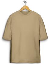 Camiseta Básica Lavada 100% Algodão Cáqui Oversized