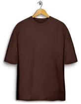 Camiseta Básica Lavada 100% Algodão Marrom Oversized