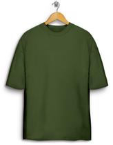Camiseta Básica Lavada 100% Algodão Verde Militar Oversized