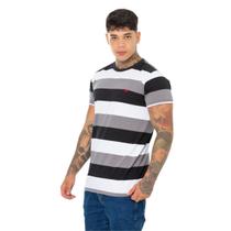 Camiseta Básica Listrada Masculina Estilo Clássico para seu Visual