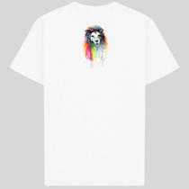 Camiseta Básica Manga Curta Branca Estampa Aquarela Animais Colorido