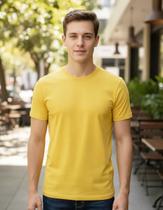 Camiseta Basica Manga Curta Slim P Ao Xxg Cor:AmareloTamanho:M