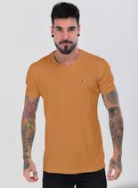Camiseta básica Masculina 100% algodão Lisa com Bordado 0389