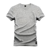 Camiseta Basica Masculina Algodão 100% Slim Manga Curta Gola Redonda - Cinza Claro Lisa