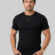 Camiseta Basica Masculina Algodão Lisa Malha Peruana Premium Cor:PretoTamanho:G