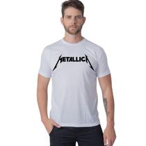 Camiseta Básica Masculina Estampa Clássica Personalizada Rock Matallica Algodão Fio Penteado Premium