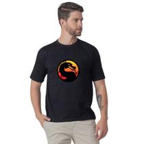 Camiseta Básica Masculina Estampa Mortal Kombat Personalizada Gola Careca Algodão Casual