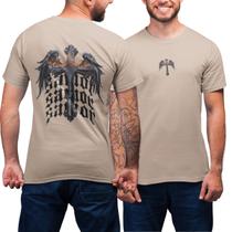 Camiseta Básica Masculina GuGi Estampa Cruz Cristã Asas Anjo Savior Frente E Costas Algodão Premium