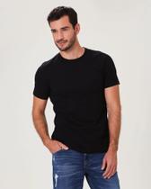 Camiseta Básica Masculina Preta Gola Redonda/Gola Careca em Meia Malha - Malwee Camiseta Básica Masculina Preta Gola Redonda/Gola Careca em Meia Malha - Malwee