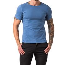 Camiseta Básica Masculina Slim Fit Azul Zune