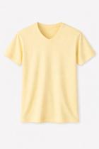 Camiseta Básica Masculina Slim Fit Gola V em Malha Flamê Camiseta Básica Masculina Slim Fit Gola V em Malha Flamê