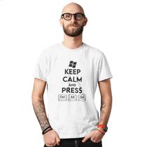 Camiseta Básica Nerd Keep Calm Programador Sistema Codigo