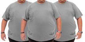 Camiseta Básica Plus Size 100% Algodão G1 ao G5 Kit 3 - CINZA Camiseta Básica Plus Size 100% Algodão G1 ao G5 Kit 3 - CINZA