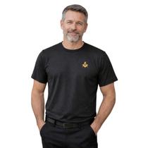 Camiseta basica t shirt bordado logo esquadro compasso reuniao maçonico maçonaria