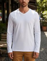 Camiseta Basica unissex M. Longa Decote V Pequeno P Ao XXG