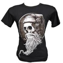 Camiseta Básica Unissex T-shirt Estampada Caveira Barba Camiseta Básica Unissex T-shirt Estampada Caveira Barba