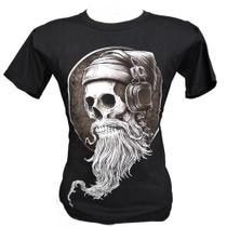 Camiseta Básica Unissex T-shirt Estampada Caveira Barba