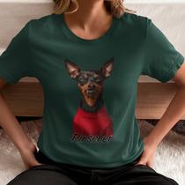 Camiseta BásicaFeminina Unissex Estampa Pinscher 100% Algodão -