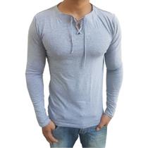 Camiseta Bata Básica Básica Slim Lisa Manga Longa