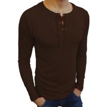 Camiseta Bata Básica Básica Slim Lisa Manga Longa