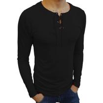 Camiseta Bata Básica Básica Slim Lisa Manga Longa