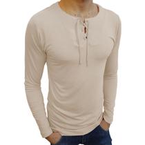 Camiseta Bata Básica Básica Slim Lisa Manga Longa